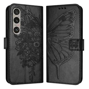 For Sony Xperia 1 VI Embossed Butterfly Leather Phone Case(Black)