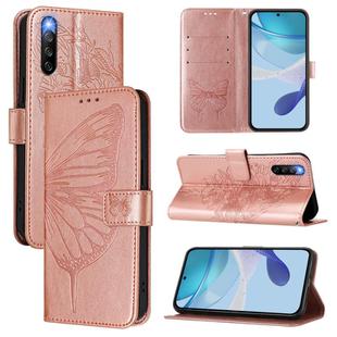 For Sony Xperia 10 IV Embossed Butterfly Leather Phone Case(Rose Gold)