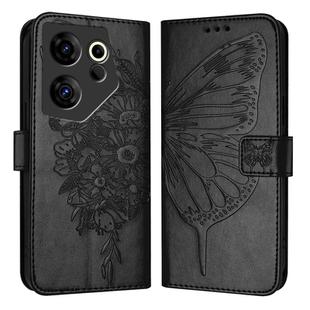 For Tecno Camon 20 Premier 5G Embossed Butterfly Leather Phone Case(Black)