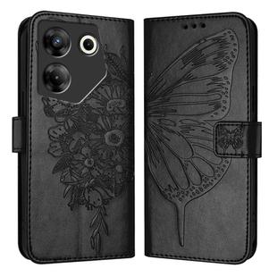 For Tecno Camon 20 Pro 5G Embossed Butterfly Leather Phone Case(Black)