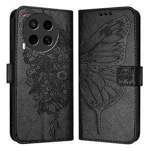 For Tecno Camon 30 4G / 5G Embossed Butterfly Leather Phone Case(Black)