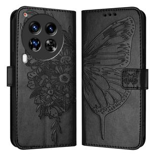 For Tecno Camon 30 Premier 5G Embossed Butterfly Leather Phone Case(Black)