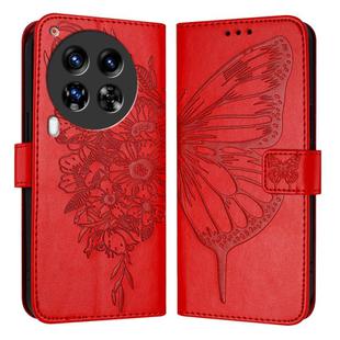 For Tecno Camon 30 Premier 5G Embossed Butterfly Leather Phone Case(Red)