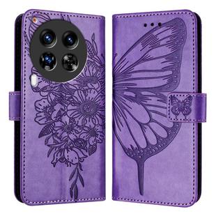 For Tecno Camon 30 Premier 5G Embossed Butterfly Leather Phone Case(Light Purple)