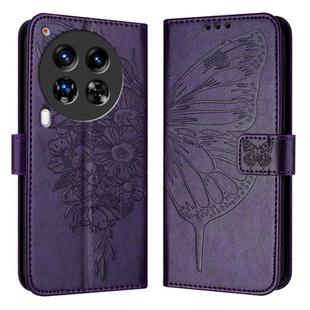 For Tecno Camon 30 Premier 5G Embossed Butterfly Leather Phone Case(Dark Purple)