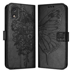 For Tecno Pop 5c / Itel A23 Pro/A17 Embossed Butterfly Leather Phone Case(Black)