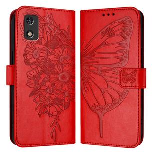 For Tecno Pop 5c / Itel A23 Pro/A17 Embossed Butterfly Leather Phone Case(Red)