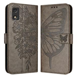 For Tecno Pop 5c / Itel A23 Pro/A17 Embossed Butterfly Leather Phone Case(Grey)