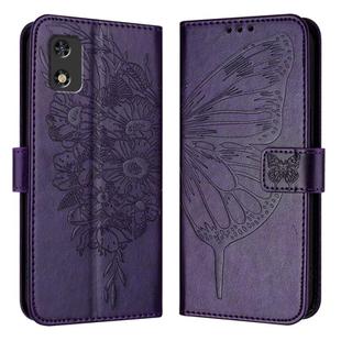 For Tecno Pop 5c / Itel A23 Pro/A17 Embossed Butterfly Leather Phone Case(Dark Purple)