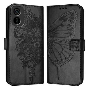 For Tecno Pop 6C / Itel A18 Embossed Butterfly Leather Phone Case(Black)