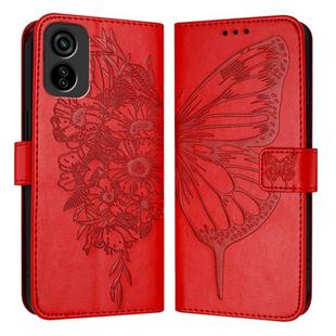 For Tecno Pop 6C / Itel A18 Embossed Butterfly Leather Phone Case(Red)