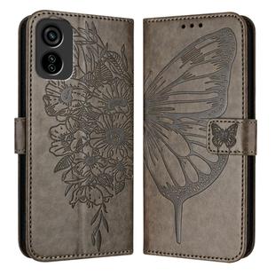 For Tecno Pop 6C / Itel A18 Embossed Butterfly Leather Phone Case(Grey)