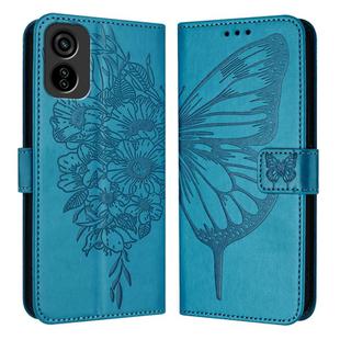 For Tecno Pop 6C / Itel A18 Embossed Butterfly Leather Phone Case(Blue)