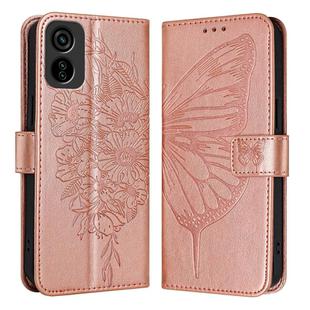 For Tecno Pop 6C / Itel A18 Embossed Butterfly Leather Phone Case(Rose Gold)