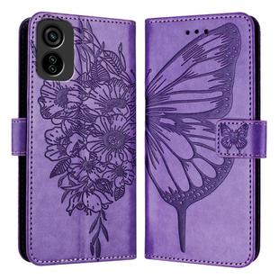 For Tecno Pop 6C / Itel A18 Embossed Butterfly Leather Phone Case(Light Purple)