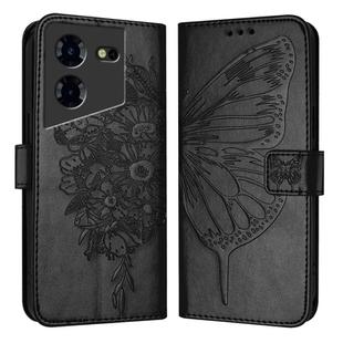 For Tecno Pova 5 Pro 5G Embossed Butterfly Leather Phone Case(Black)