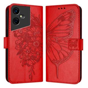 For Tecno Pova Neo 3 Embossed Butterfly Leather Phone Case(Red)