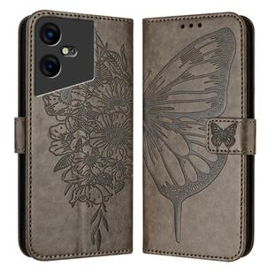For Tecno Pova Neo 3 Embossed Butterfly Leather Phone Case(Grey)