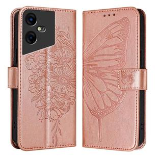 For Tecno Pova Neo 3 Embossed Butterfly Leather Phone Case(Rose Gold)