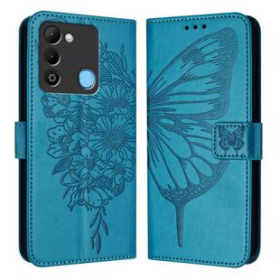 For Tecno Spark 9 Embossed Butterfly Leather Phone Case(Blue)