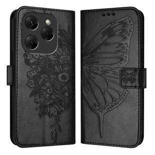 For Tecno Spark 20 Pro Embossed Butterfly Leather Phone Case(Black)