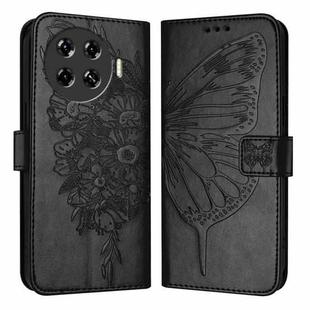 For Tecno Spark 20 Pro+ Embossed Butterfly Leather Phone Case(Black)