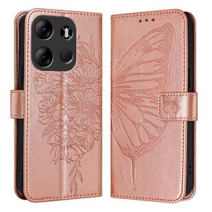 For Tecno Spark Go 2023/Pop 7/Pop 7 Pro Embossed Butterfly Leather Phone Case(Rose Gold)
