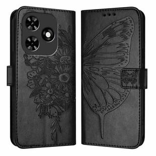 For Tecno Spark Go 2024 / Spark 20C Embossed Butterfly Leather Phone Case(Black)