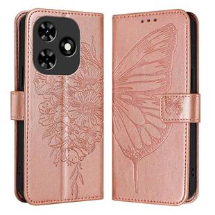 For Tecno Spark Go 2024 / Spark 20C Embossed Butterfly Leather Phone Case(Rose Gold)