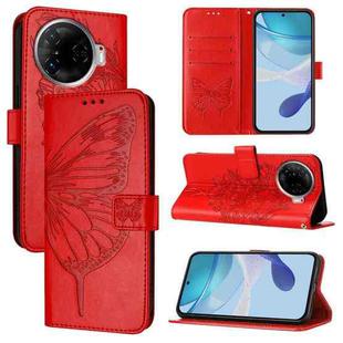 For Tecno Camon 30 Pro Embossed Butterfly Leather Phone Case(Red)