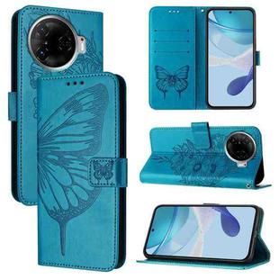 For Tecno Camon 30 Pro Embossed Butterfly Leather Phone Case(Blue)