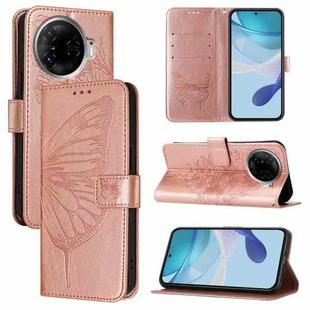 For Tecno Camon 30 Pro Embossed Butterfly Leather Phone Case(Rose Gold)