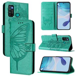For Tecno Camon 15 Embossed Butterfly Leather Phone Case(Green)