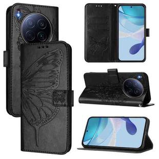 For Tecno Camon 40 Premier Embossed Butterfly Leather Phone Case(Black)