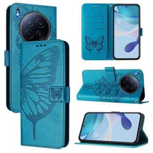 For Tecno Camon 40 Premier Embossed Butterfly Leather Phone Case(Blue)