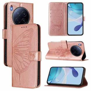 For Tecno Camon 40 Premier Embossed Butterfly Leather Phone Case(Rose Gold)
