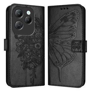 For Infinix Hot 40 / Hot 40 Pro Embossed Butterfly Leather Phone Case(Black)