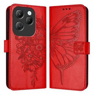 For Infinix Hot 40 / Hot 40 Pro Embossed Butterfly Leather Phone Case(Red)