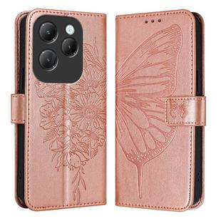 For Infinix Hot 40 / Hot 40 Pro Embossed Butterfly Leather Phone Case(Rose Gold)