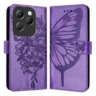 For Infinix Hot 40 / Hot 40 Pro Embossed Butterfly Leather Phone Case(Light Purple)