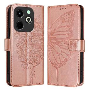 For Infinix Hot 40i Embossed Butterfly Leather Phone Case(Rose Gold)