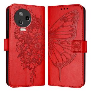 For Infinix Note 12 Pro 4G / Note 12 2023 Embossed Butterfly Leather Phone Case(Red)