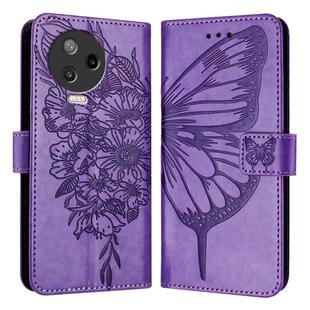 For Infinix Note 12 Pro 4G / Note 12 2023 Embossed Butterfly Leather Phone Case(Light Purple)