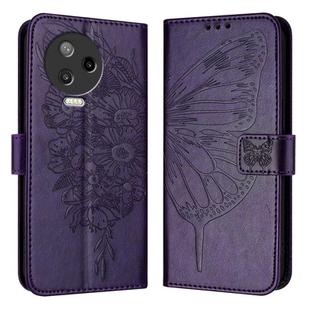 For Infinix Note 12 Pro 4G / Note 12 2023 Embossed Butterfly Leather Phone Case(Dark Purple)