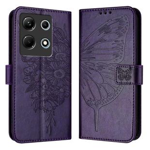 For Infinix Note 30 4G Embossed Butterfly Leather Phone Case(Dark Purple)