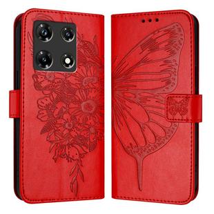 For Infinix Note 30 Pro / Note 30 5G Embossed Butterfly Leather Phone Case(Red)