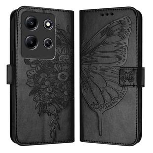 For Infinix Note 30i Embossed Butterfly Leather Phone Case(Black)