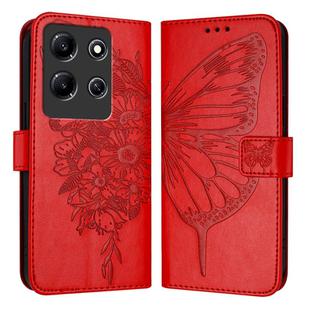 For Infinix Note 30i Embossed Butterfly Leather Phone Case(Red)
