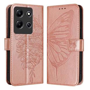For Infinix Note 30i Embossed Butterfly Leather Phone Case(Rose Gold)