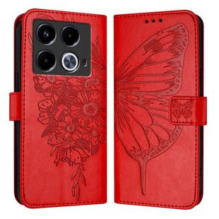 For Infinix Note 40 Embossed Butterfly Leather Phone Case(Red)